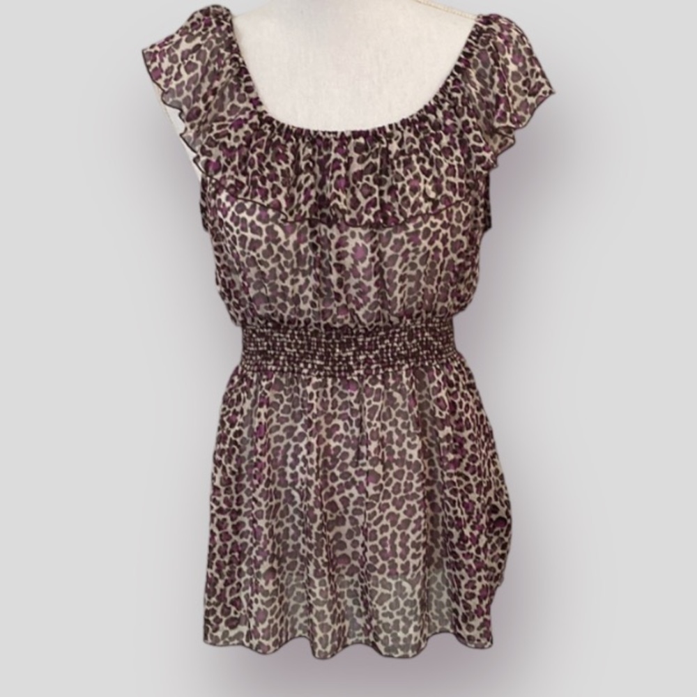 🥭 (4 for $15) Forever 21 Sheer Cheetah Blouse